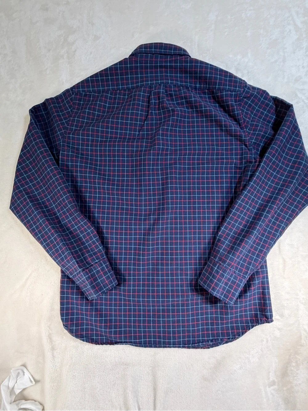 J. Crew Navy and Red Plaid Button-Down Shirt - Size Medium